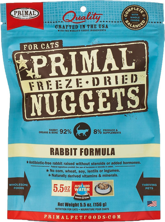 Primal Rabbit Formula Nuggets Grain-Free Raw Freeze-Dried Cat Food 5.5oz