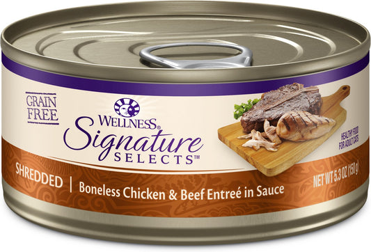 Wellness CORE Signature Selects Shredded Boneless Chicken & Beef Entree in Sauce Grain-Free Canned Cat Food