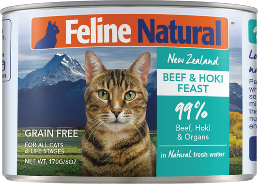 Feline Natural  beef & hoki Feast Grain-Free Canned Cat Food 6oz