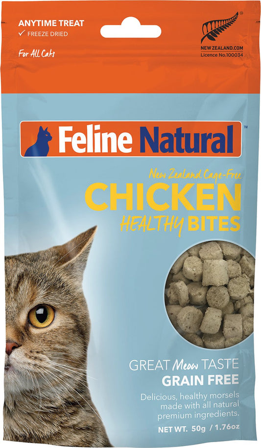 Feline Natural Chicken Healthy Bites Grain-Free Freeze-Dried Cat Treats, 1.76-oz bag