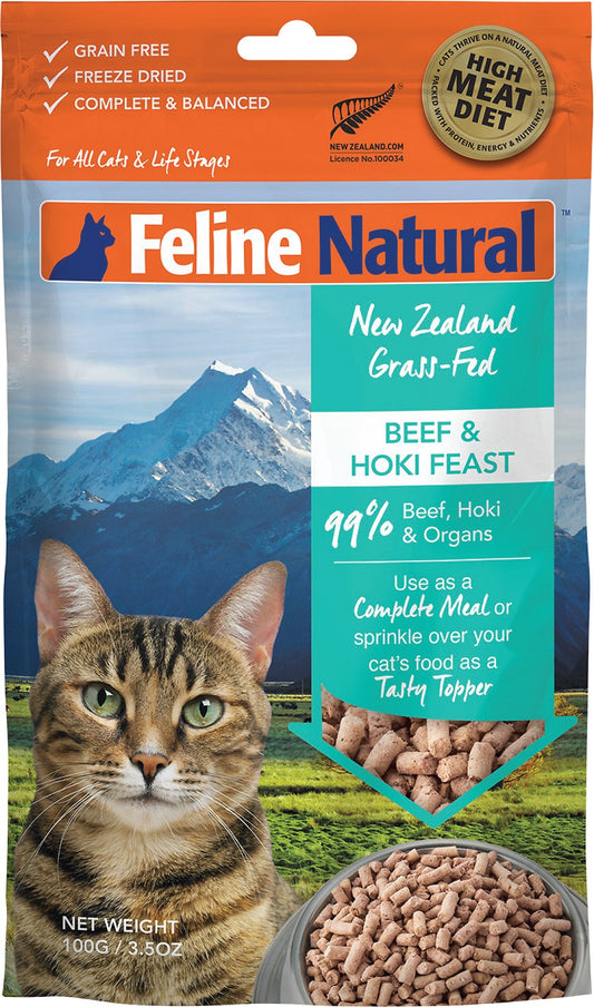 Feline Natural Beef & Hoki Feast Grain-Free Freeze-Dried Cat Food 3.5oz