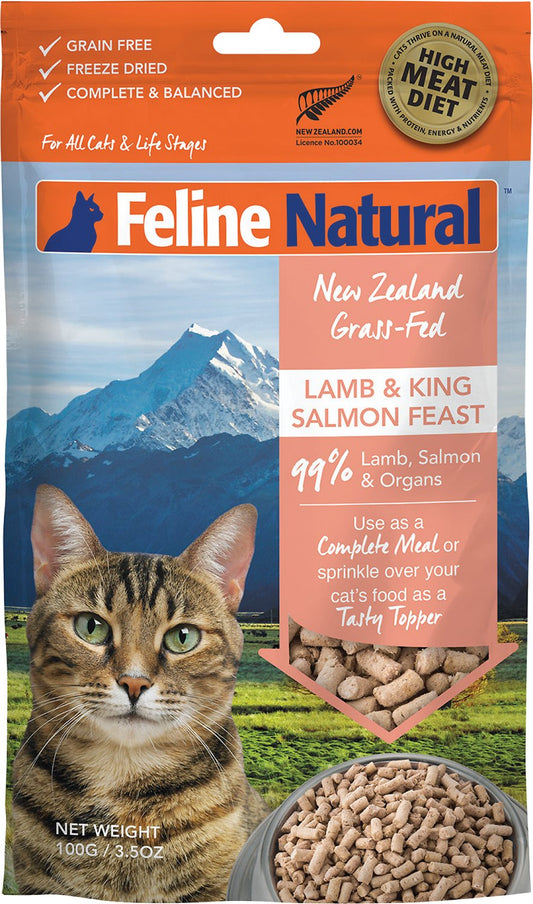 Feline Natural Lamb & King Salmon Feast Grain-Free Freeze-Dried Cat Food 3.5oz