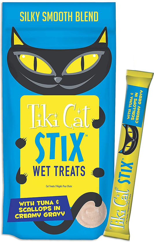 Tiki Cat Stix Tuna & Scallops in Creamy Gravy Grain-Free Wet Cat Treat, 3-oz pouch, pack of 6
