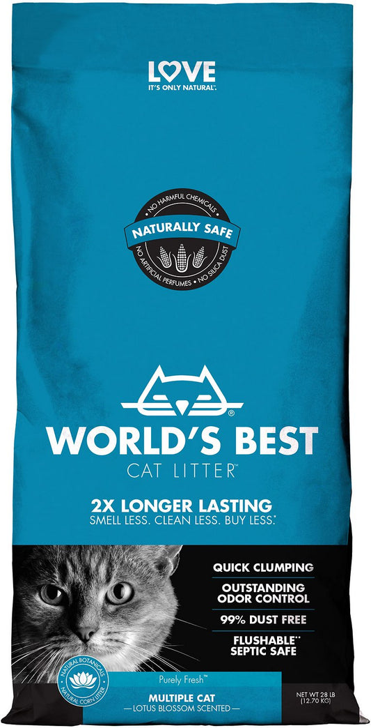 World's Best Multiple Cat Lotus Blossom Scented Clumping Corn Cat Litter 28LB