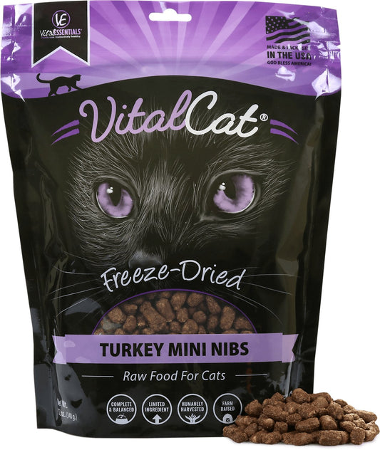 Vital Essentials Turkey Mini Nibs Freeze-Dried Cat Food, 12-oz bag