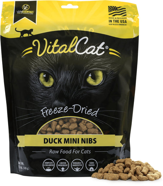 Vital Essentials Duck Mini Nibs Freeze-Dried Cat Food, 12-oz bag