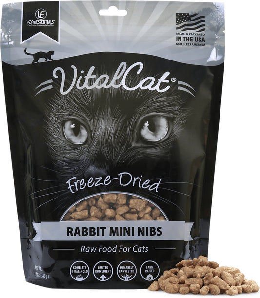Vital Essentials Rabbit Mini Nibs Freeze-Dried Cat Food, 12-oz bag
