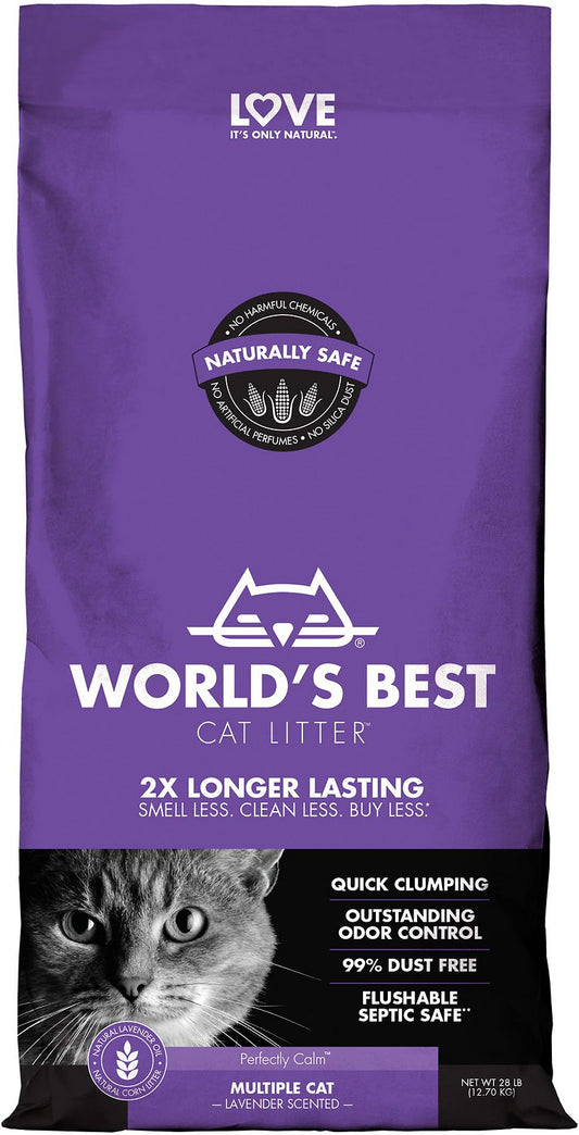 World's Best Lavender Scented Clumping Corn Cat Litter 28LB