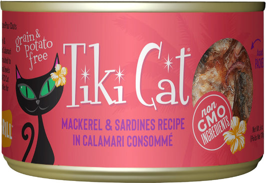 Tiki Cat Makaha Grill Mackerel & Sardine in Calamari Consomme Grain-Free Canned Cat Food 2.8OZ
