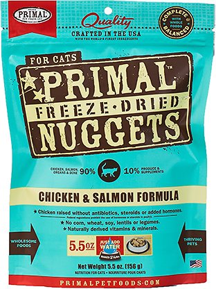 Primal Chicken & Salmon Formula Nuggets Grain-Free Raw Freeze-Dried Cat Food 5.5oz