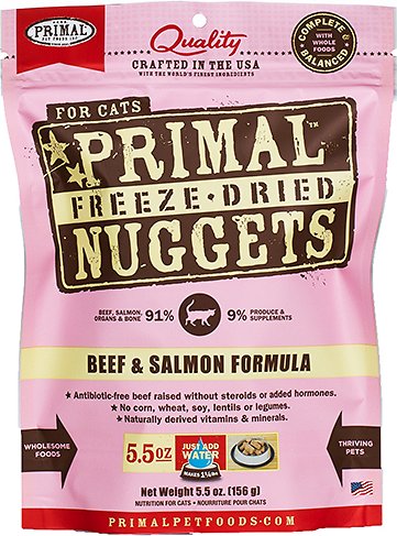 Primal Beef & Salmon Formula Nuggets Grain-Free Raw Freeze-Dried Cat Food