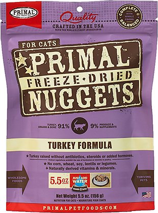 Primal Turkey Formula Nuggets Grain-Free Raw Freeze-Dried Cat Food 5.5oz