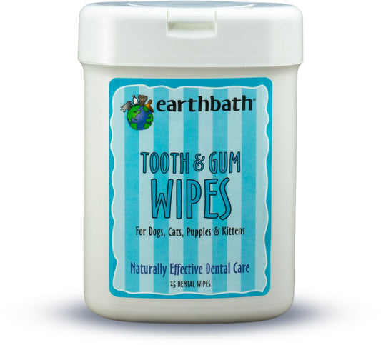 Earthbath Specialty Tooth & Gum Wipes for Dogs & Cats, 25 count