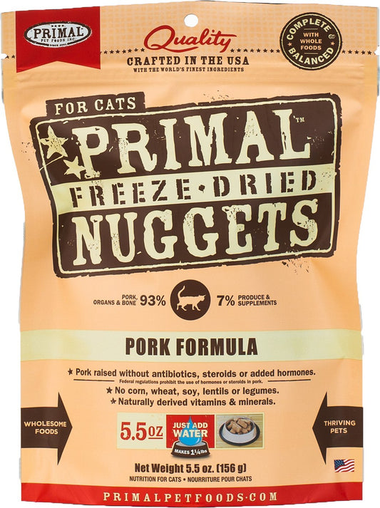 Primal Pork Formula Nuggets Grain-Free Raw Freeze-Dried Cat Food 5.5oz
