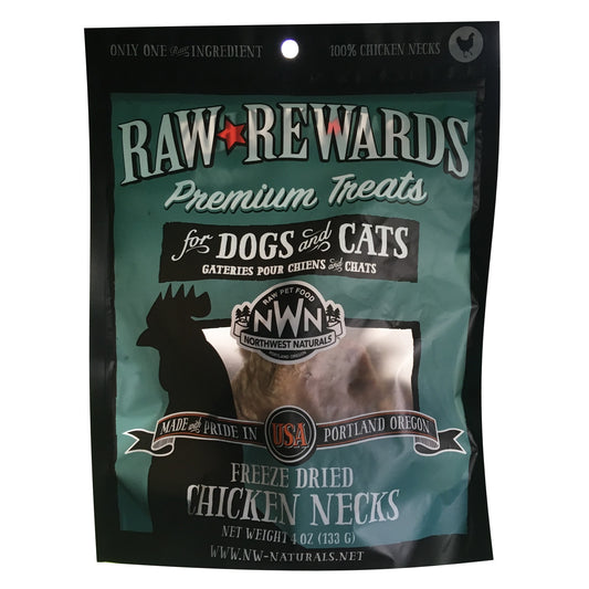 Northwest Naturals Freeze-Dried Chicken Necks for Dogs and Cats, 4-oz Bag