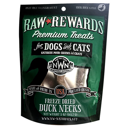 Northwest Naturals Freeze-Dried Duck Necks for Dogs and Cats, 5-oz Bag